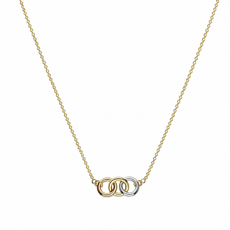 9ct Gold Interlocking Rings Necklace