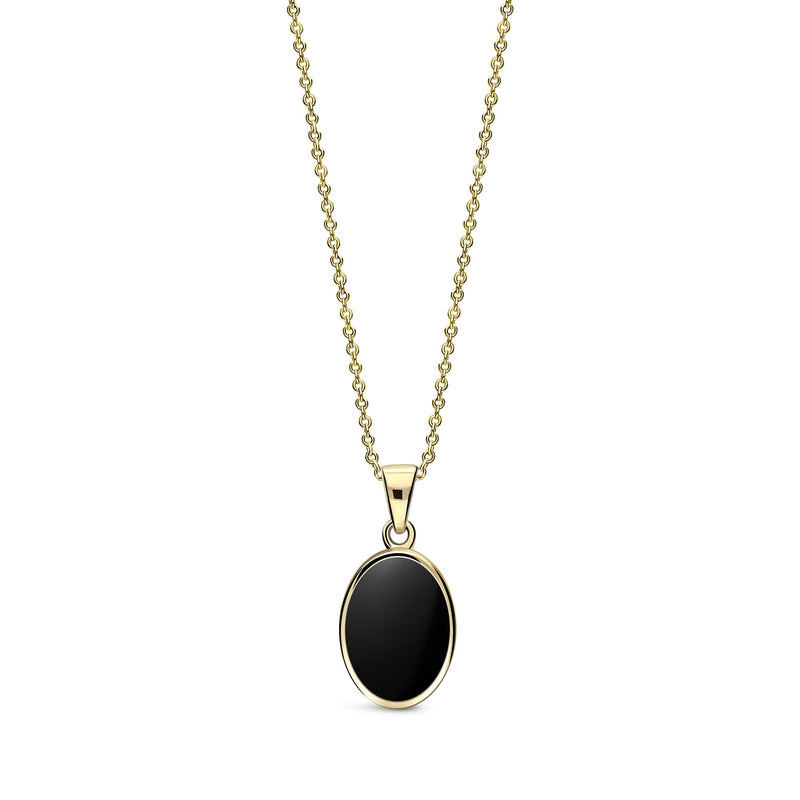 9ct Yellow Gold Whitby Jet Oval Pendant