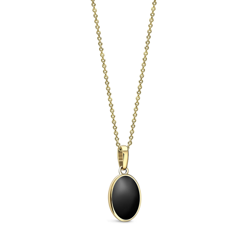 9ct Yellow Gold Whitby Jet Oval Pendant