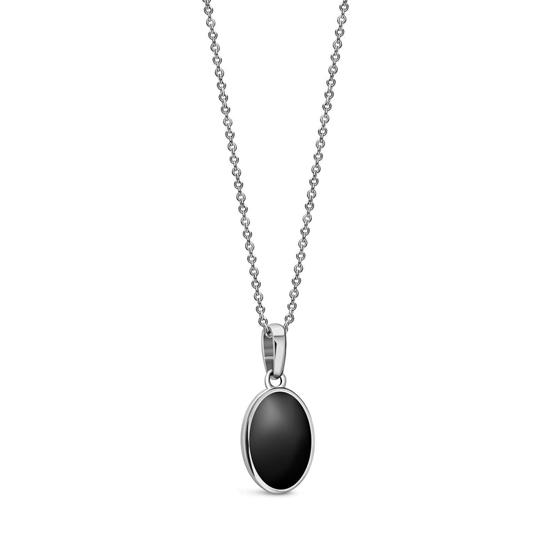 Sterling Silver Whitby Jet Oval Pendant