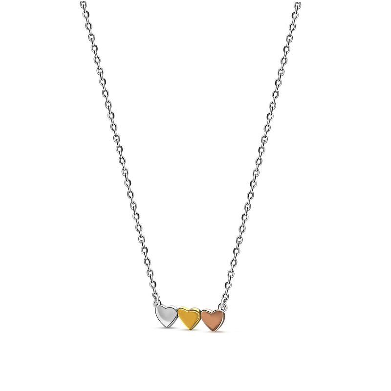 Sterling Silver Three Heart Necklace