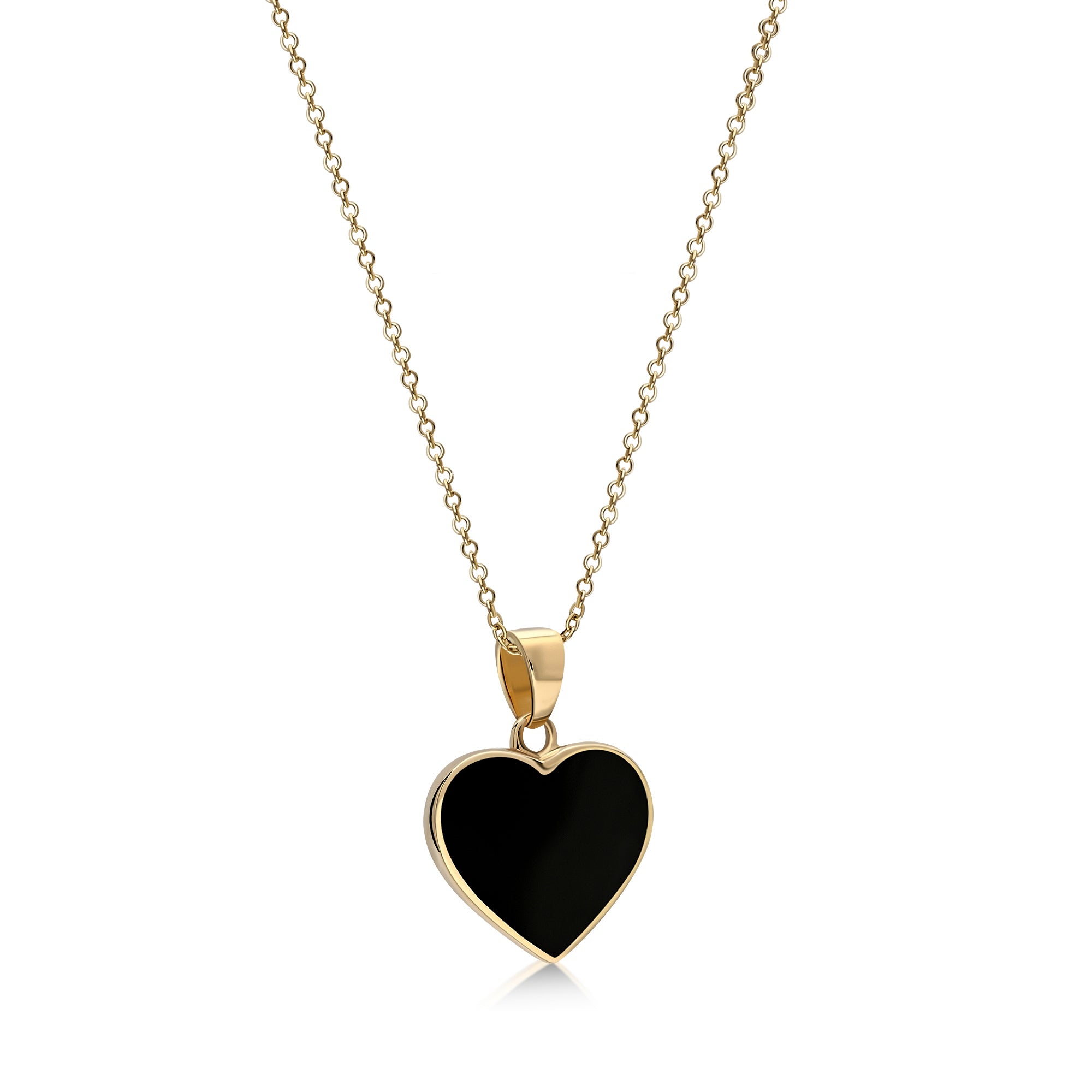 9ct Yellow Gold Whitby Jet Large Heart Pendant