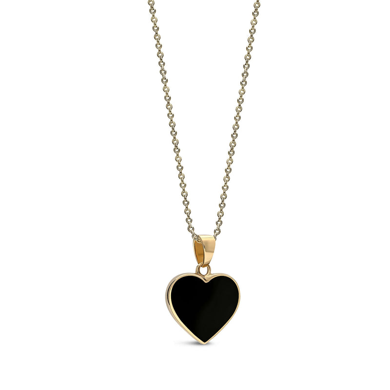 9ct Yellow Gold Whitby Jet Large Heart Pendant