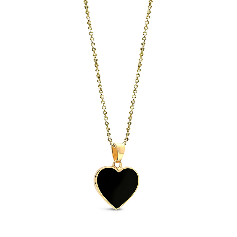 Yellow Gold Vermeil Whitby Jet Large Heart Pendant