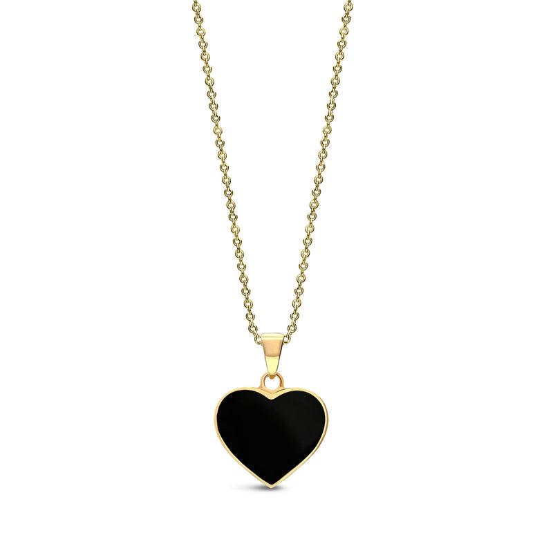 Yellow Gold Vermeil Whitby Jet Large Heart Pendant