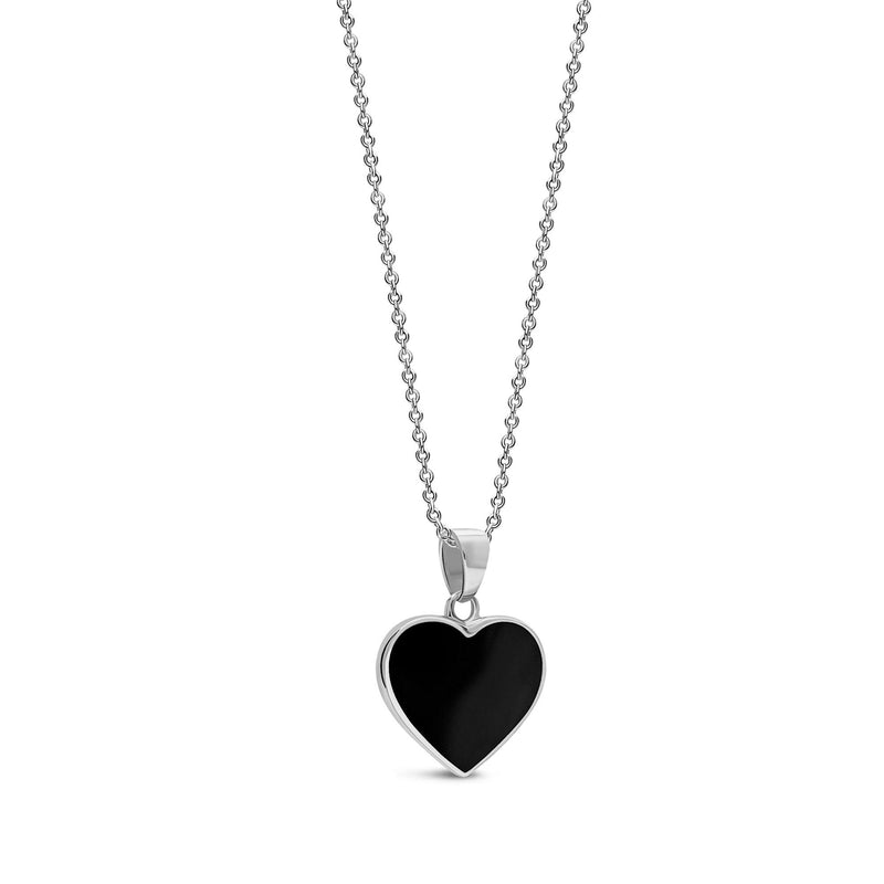 Sterling Silver Whitby Jet Large Heart Pendant