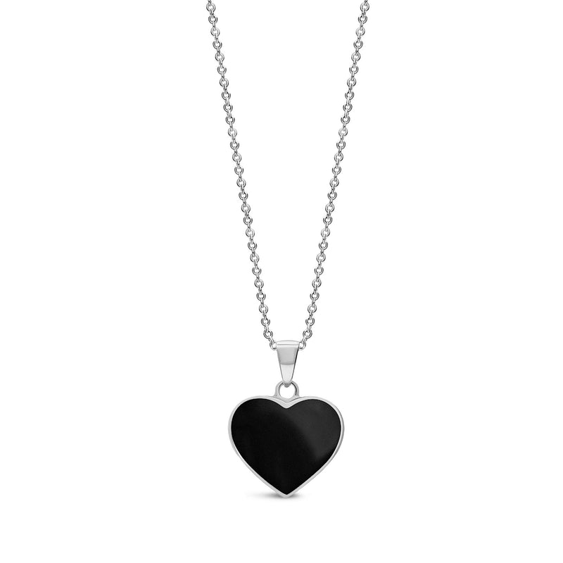 Sterling Silver Whitby Jet Large Heart Pendant