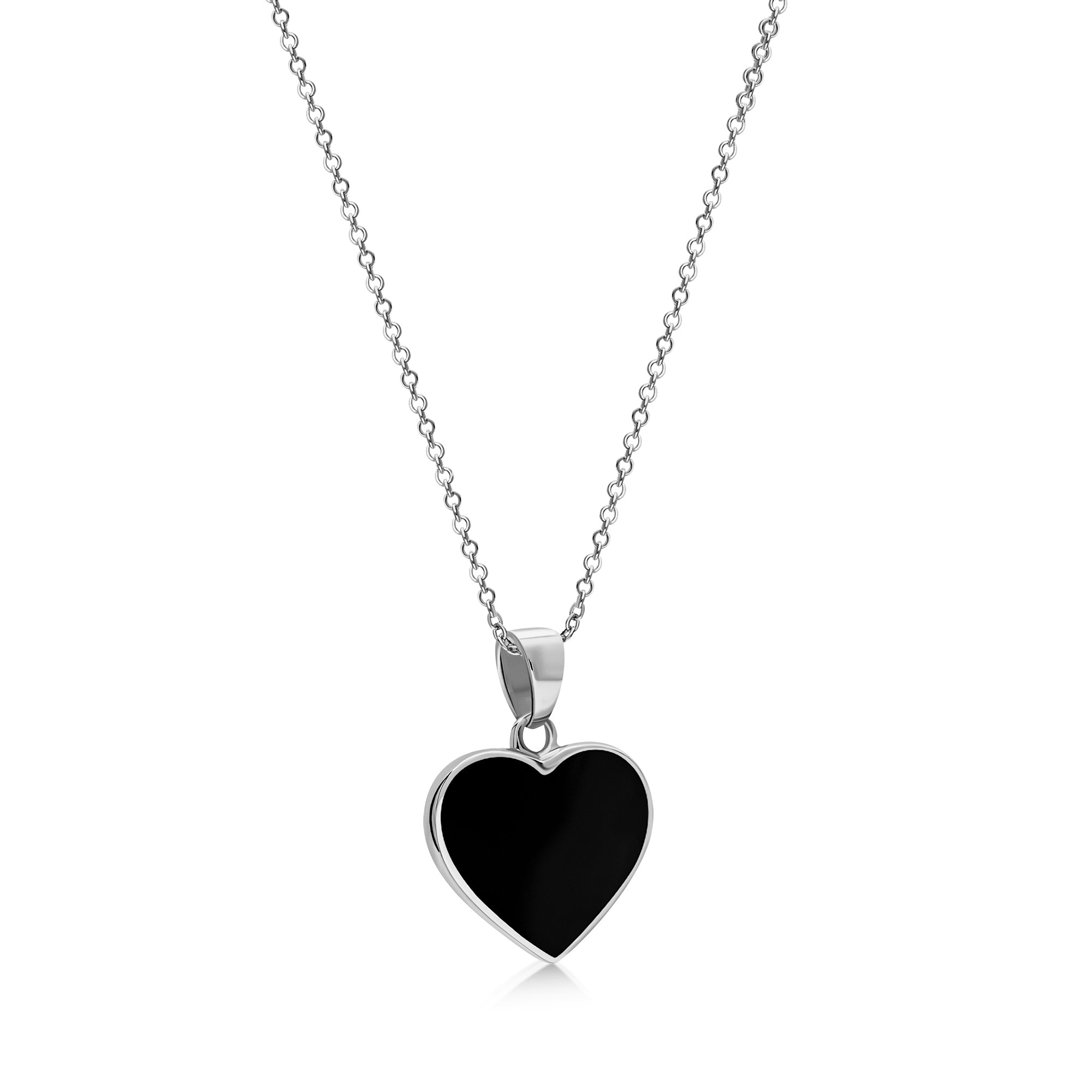 Sterling Silver Whitby Jet Large Heart Pendant