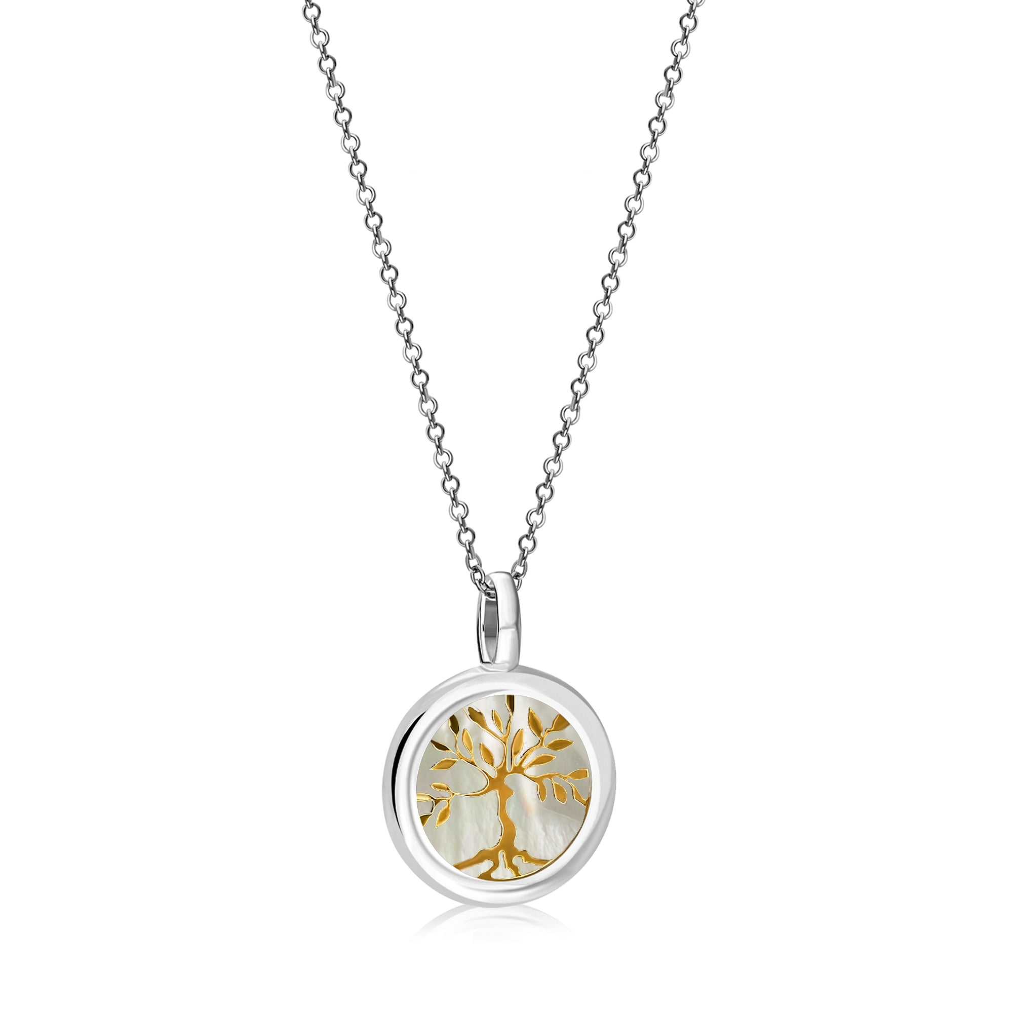 Sterling Silver & Gold Vermeil Mother of Pearl Tree of Life Pendant