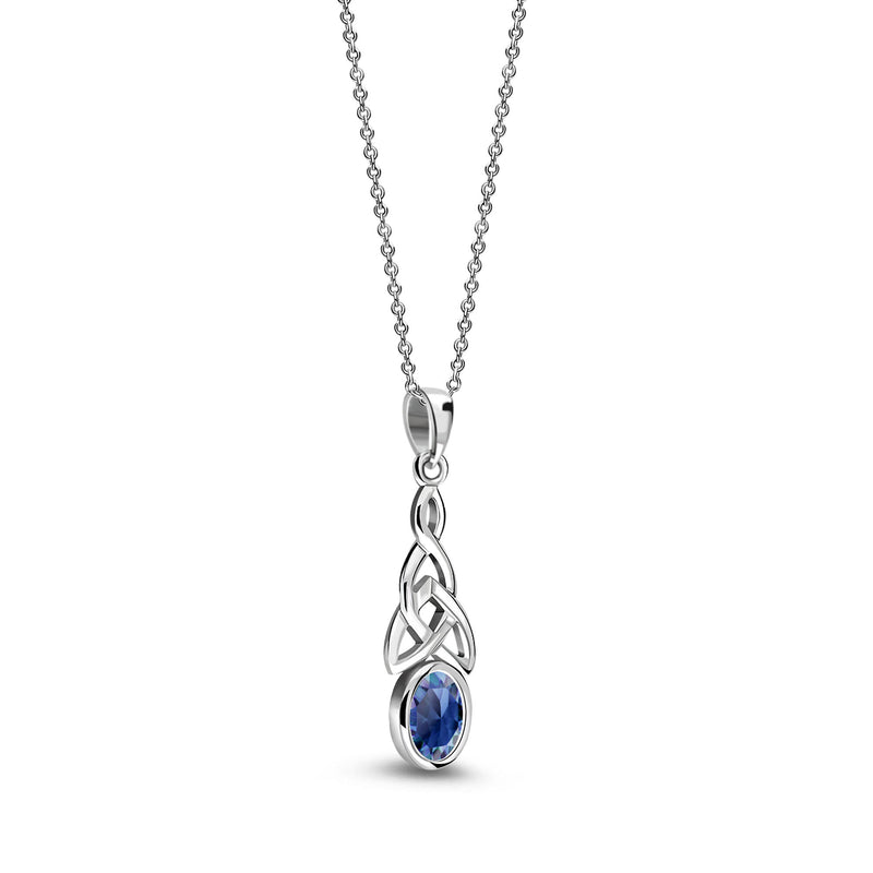 Sterling Silver London Blue Topaz Celtic Oval Pendant