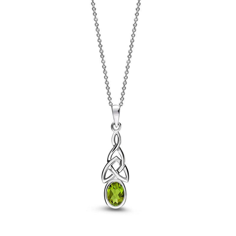 Sterling Silver Peridot Celtic Oval Pendant