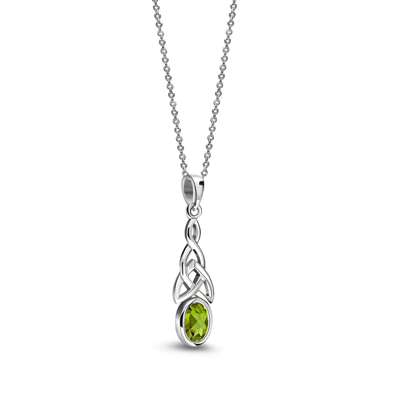 Sterling Silver Peridot Celtic Oval Pendant