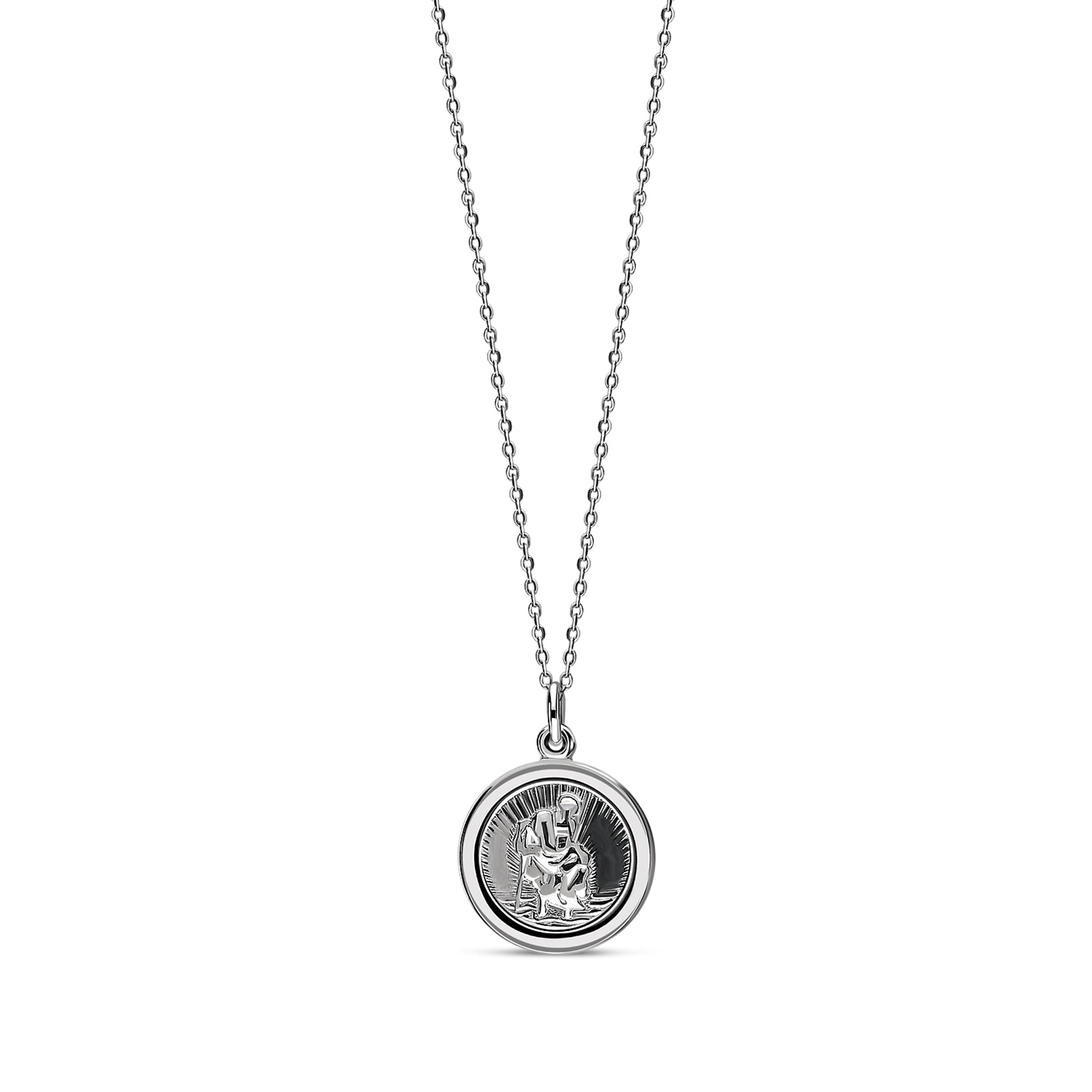 Sterling Silver Small St. Christopher Round Pendant
