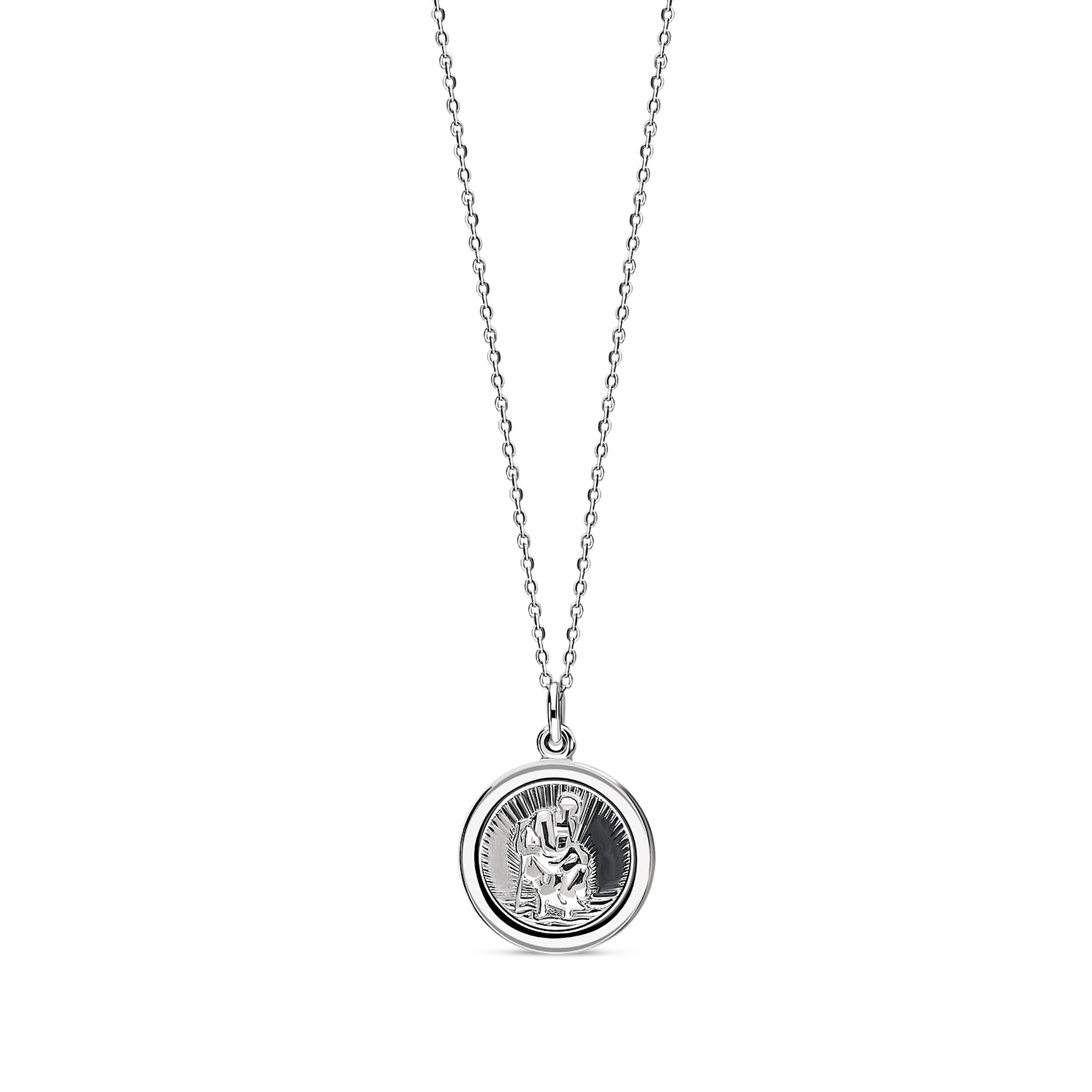 Sterling Silver Small St. Christopher Round Pendant