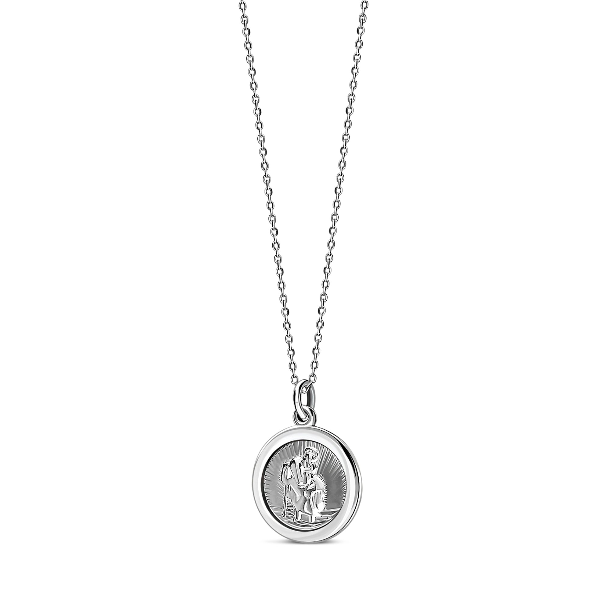 Sterling Silver Small St. Christopher Round Pendant