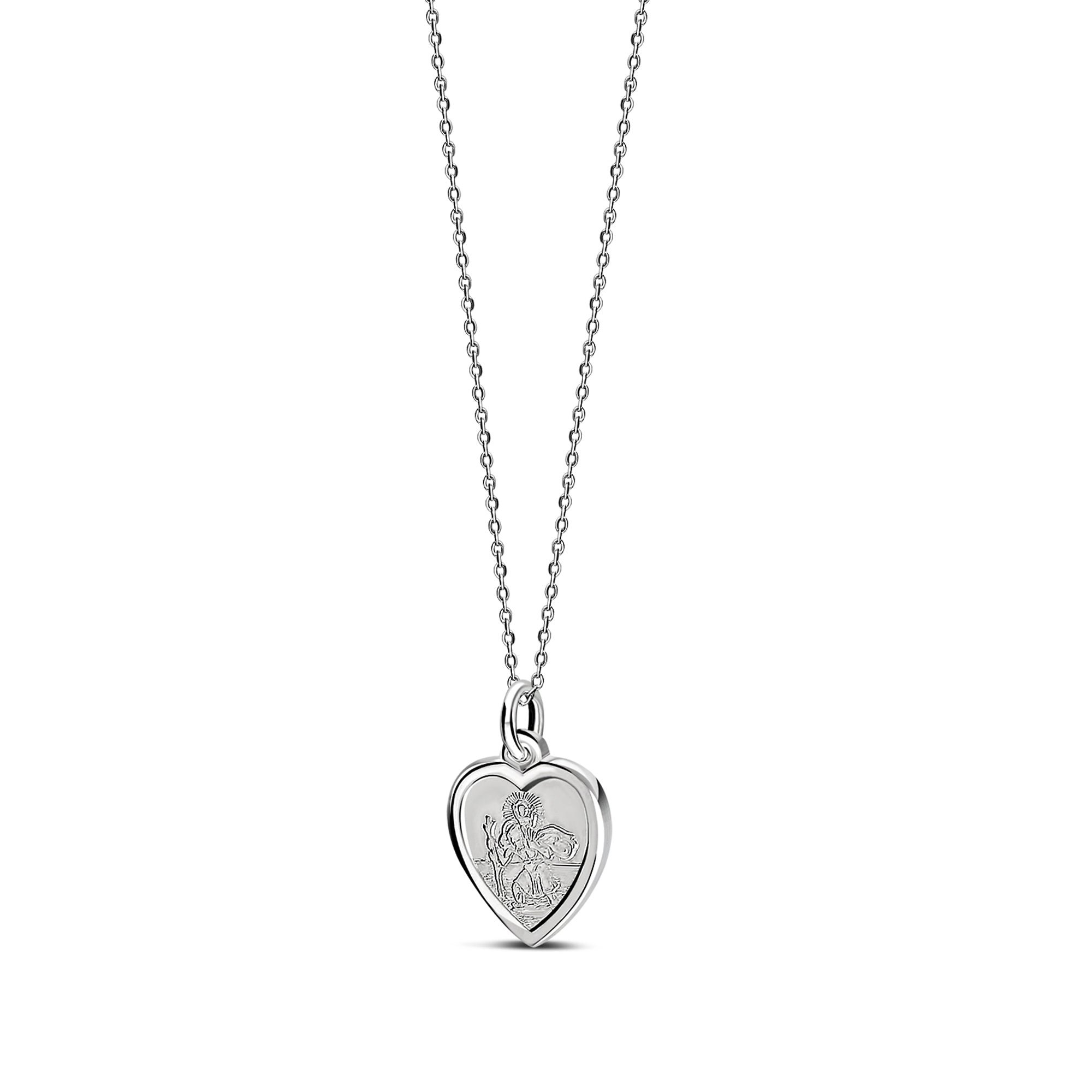 Sterling Silver Small St. Christopher Heart Pendant