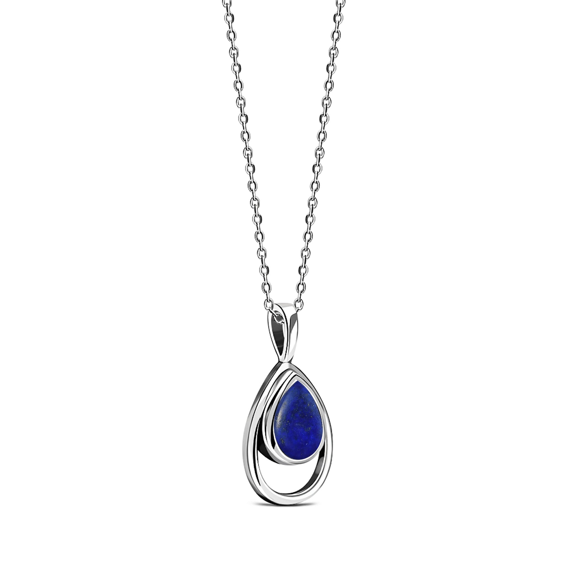 Sterling Silver Lapis Lazuli Open Teardrop Pendant