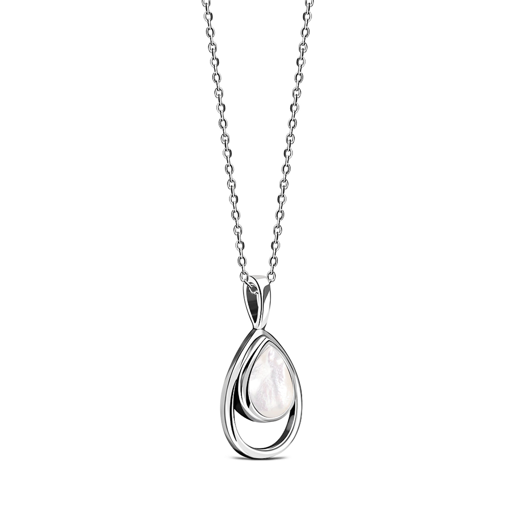 Sterling Silver Mother of Pearl Open Teardrop Pendant