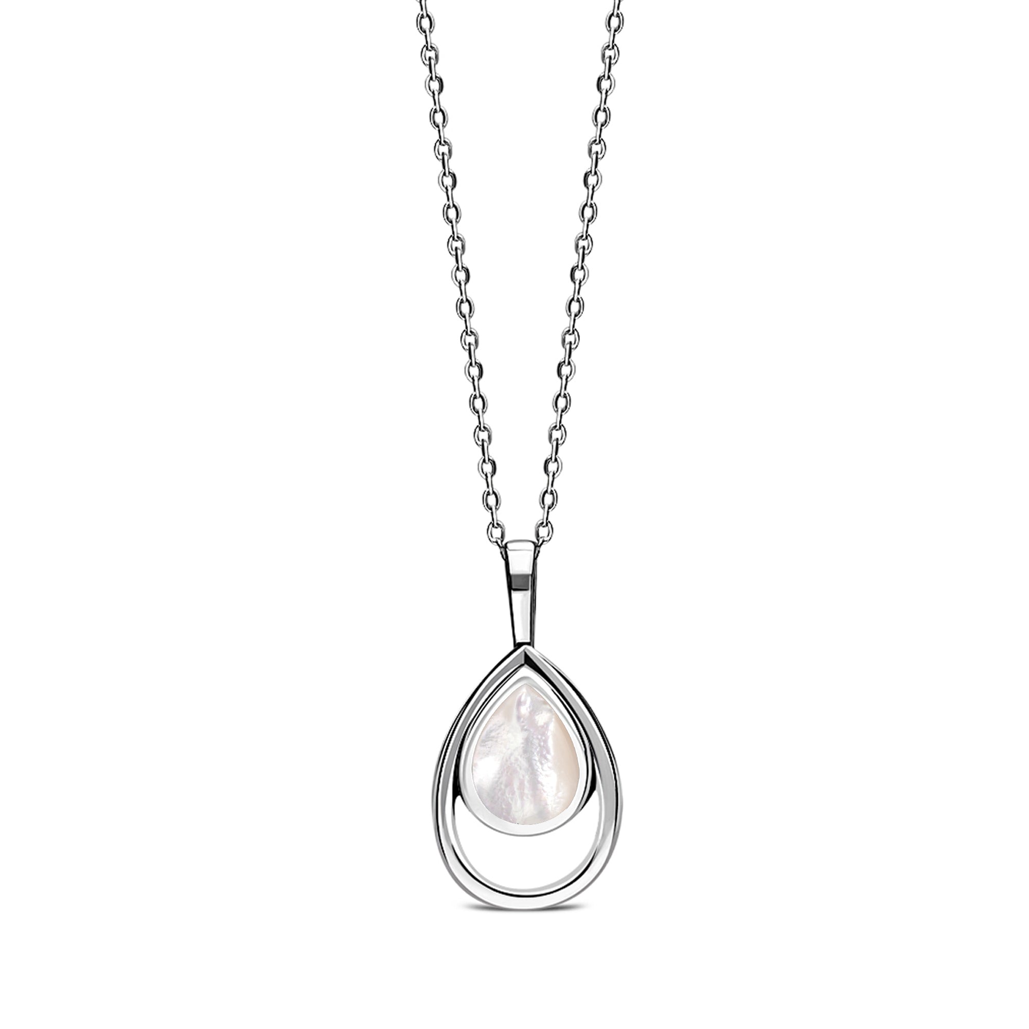 Sterling Silver Mother of Pearl Open Teardrop Pendant