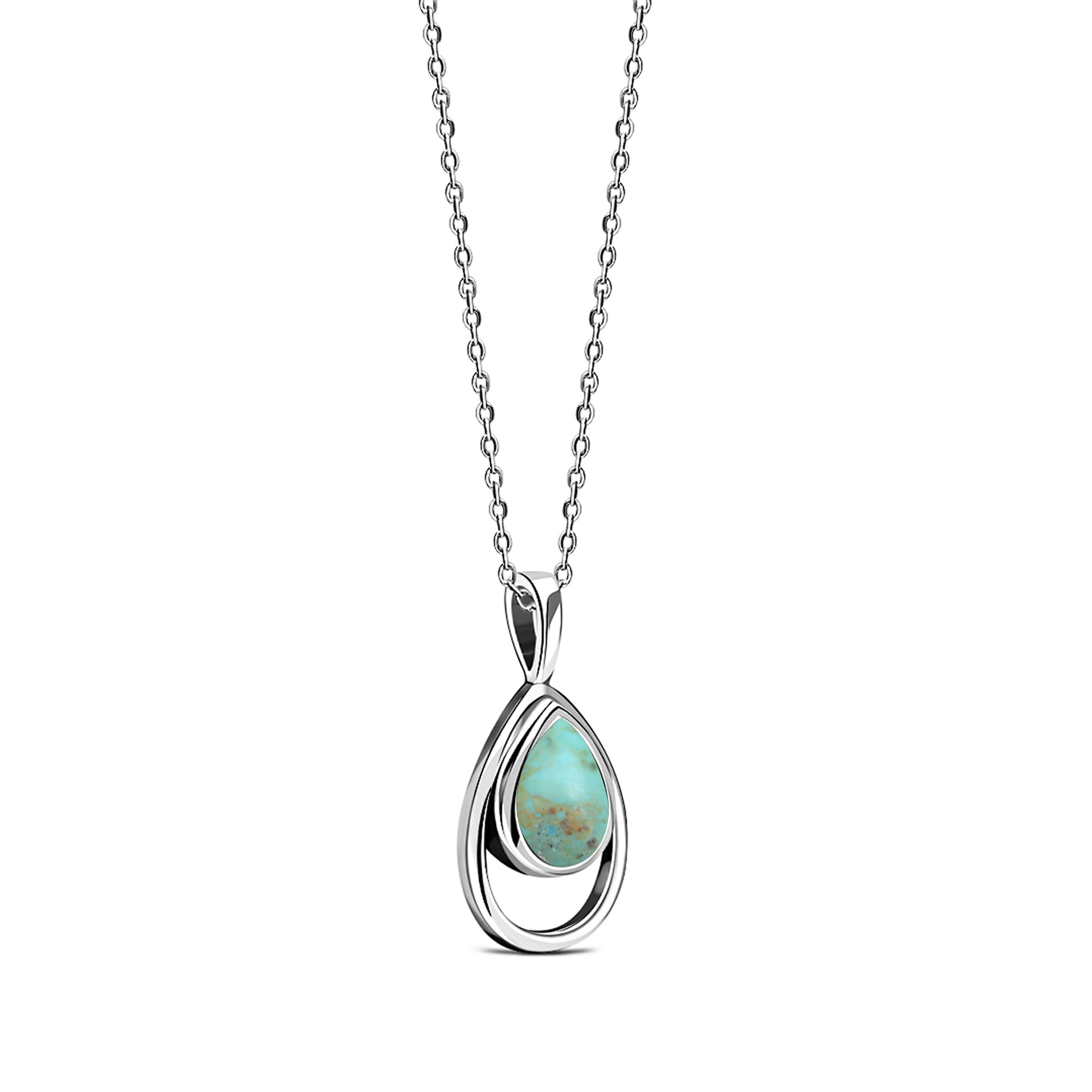 Sterling Silver Turquoise Open Teardrop Pendant