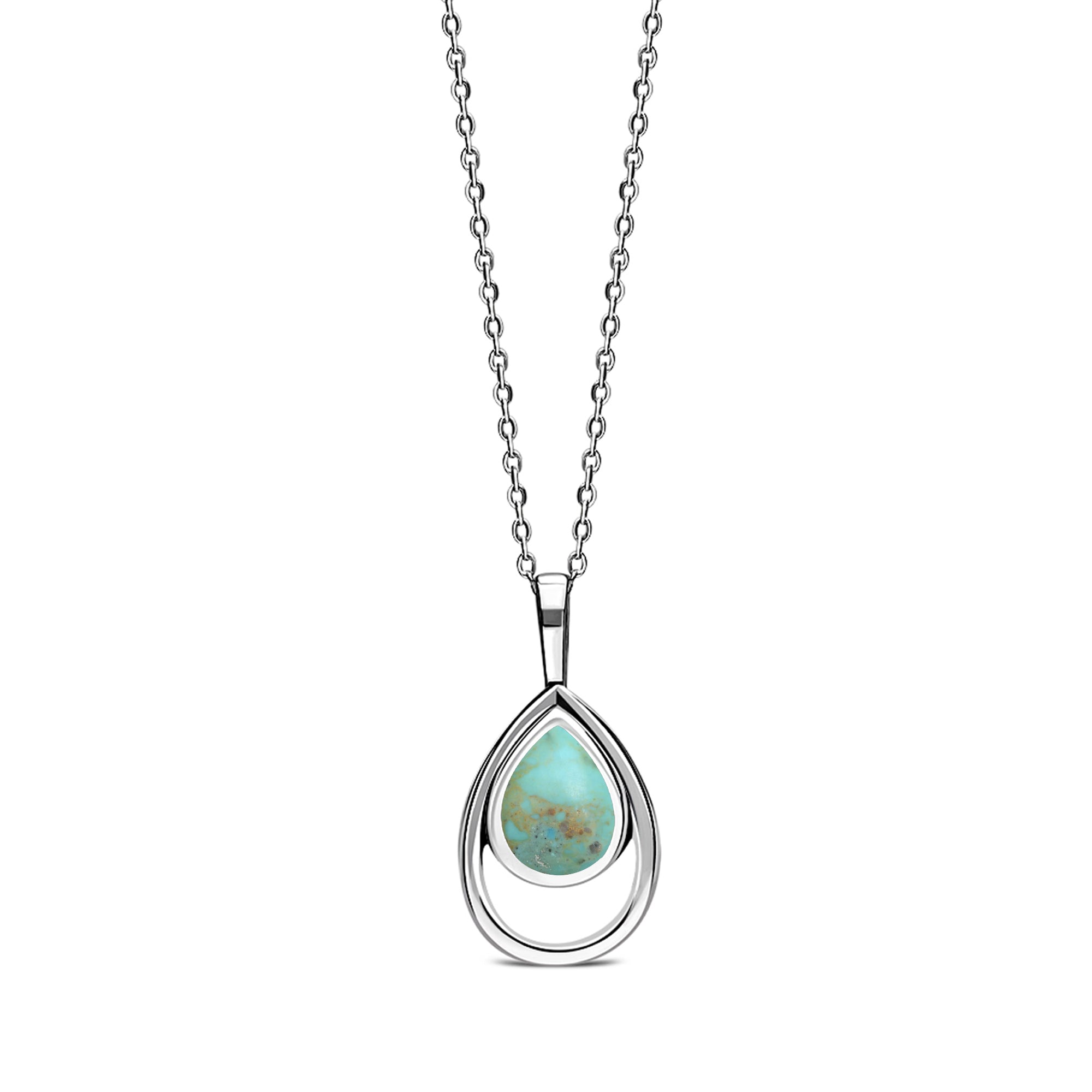 Sterling Silver Turquoise Open Teardrop Pendant