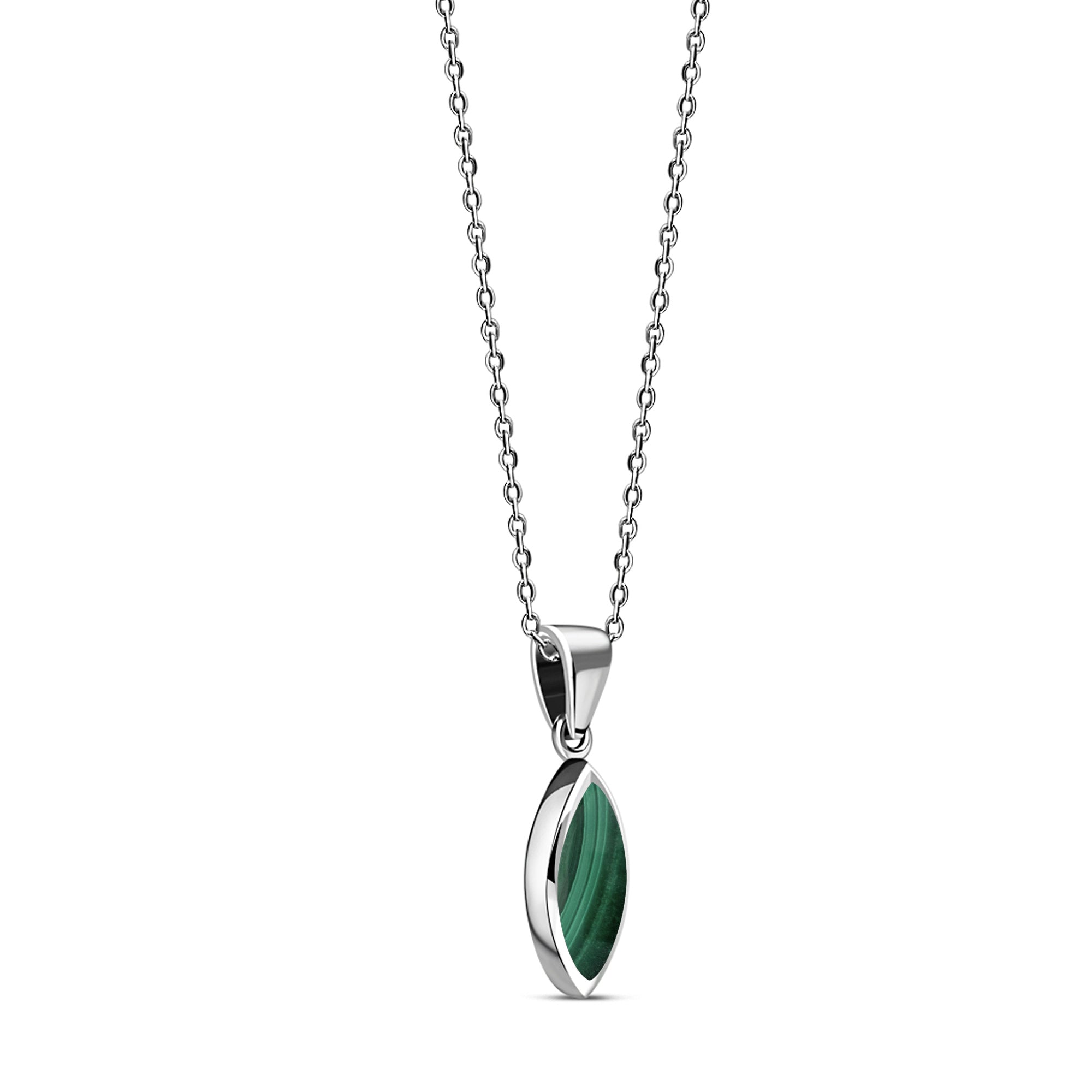 Sterling Silver Malachite Marquise Pendant