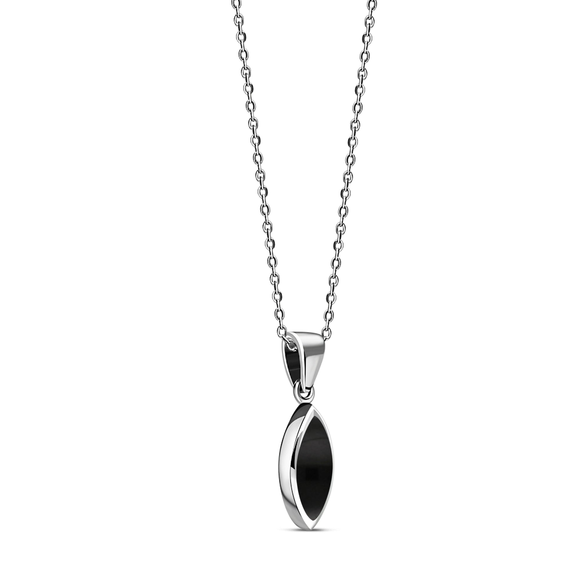 Sterling Silver Whitby Jet Rubover Marquise Pendant
