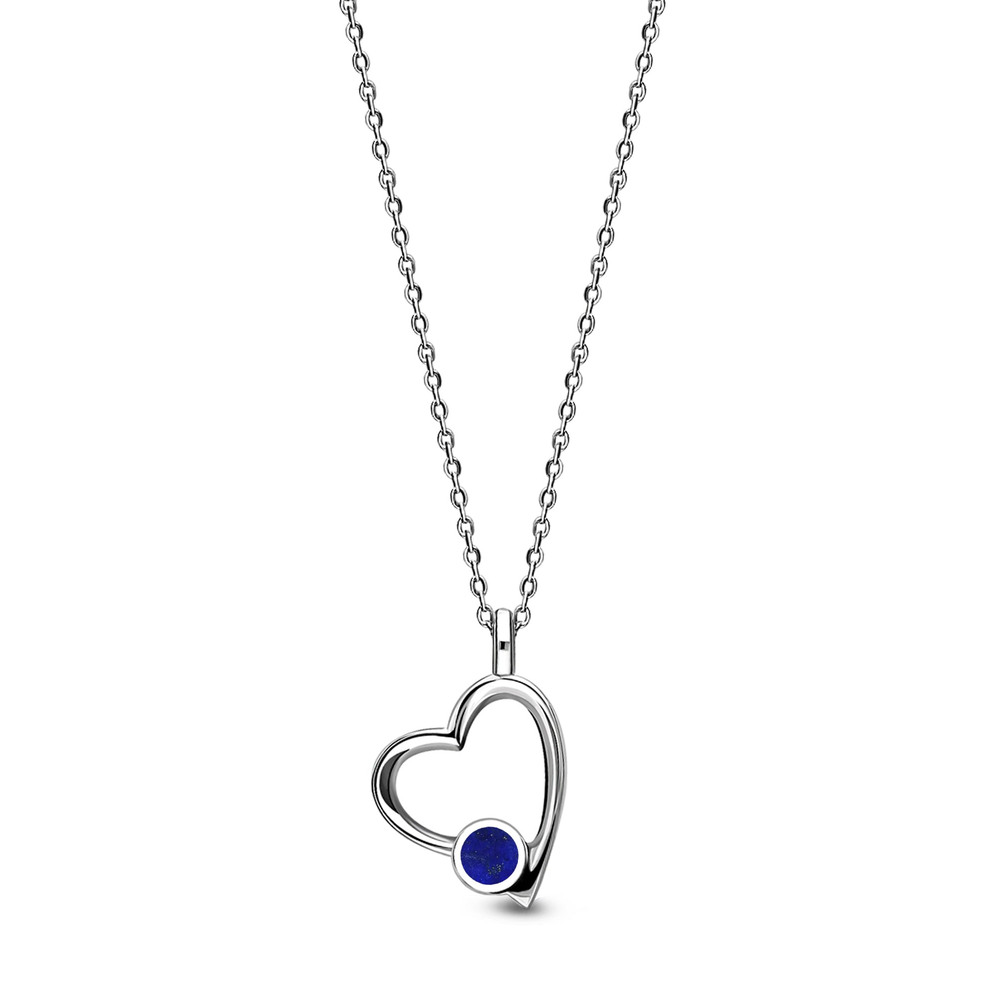 Sterling Silver Lapis Lazuli Offset Heart Pendant