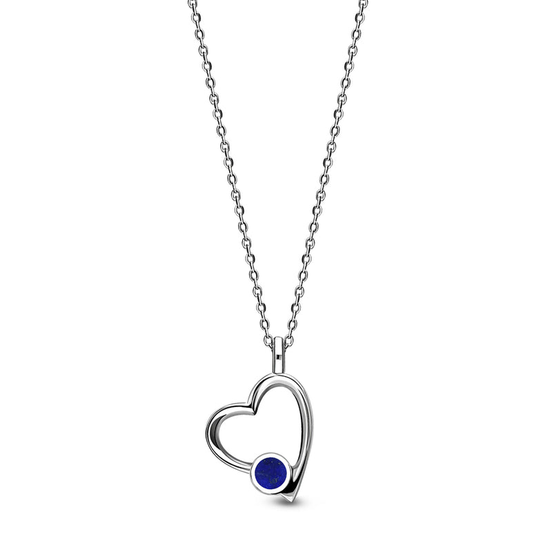 Sterling Silver Lapis Lazuli Offset Heart Pendant
