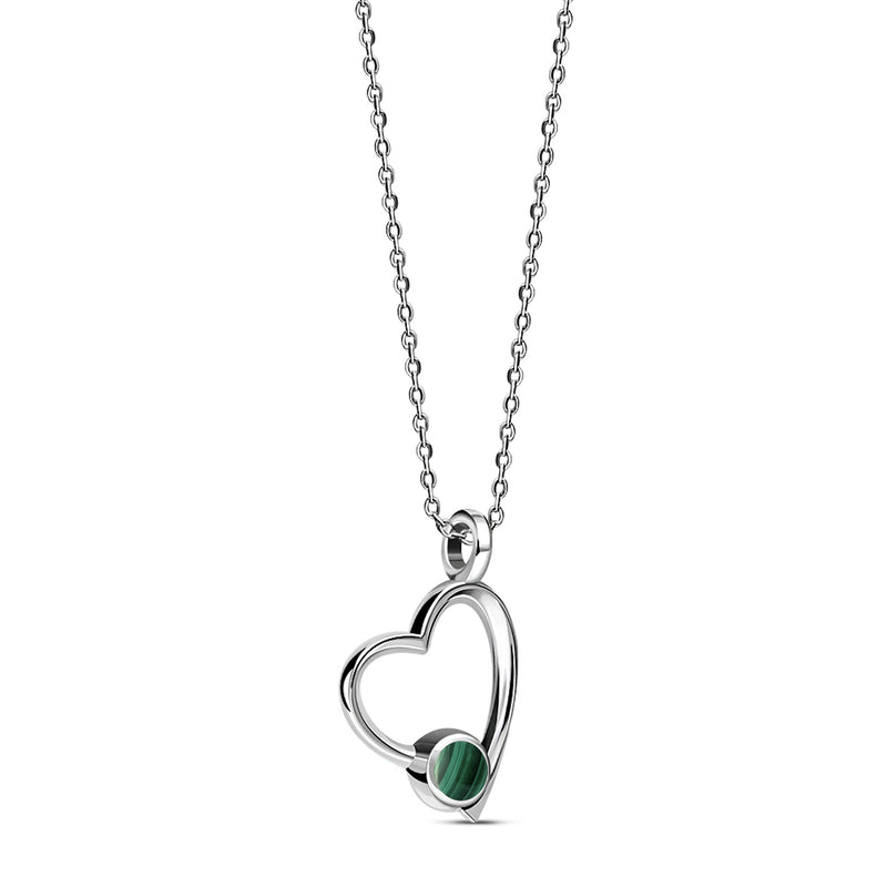Sterling Silver Malachite Offset Heart Pendant