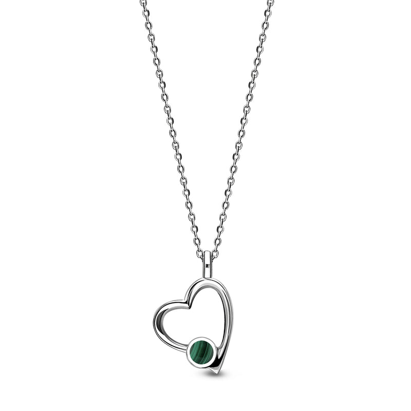 Sterling Silver Malachite Offset Heart Pendant