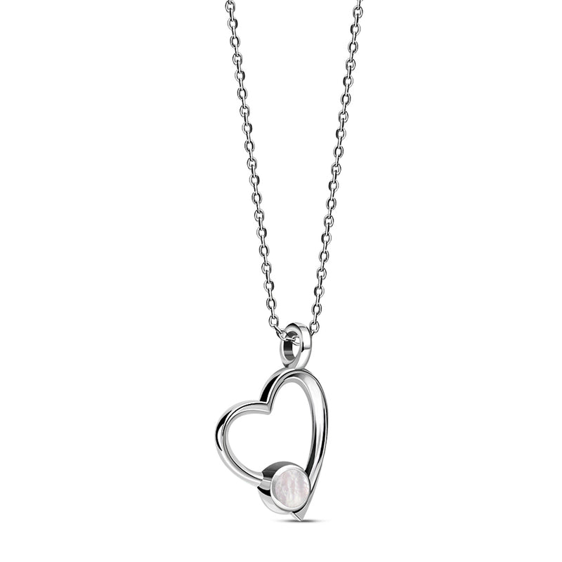 Sterling Silver Mother of Pearl Offset Heart Pendant