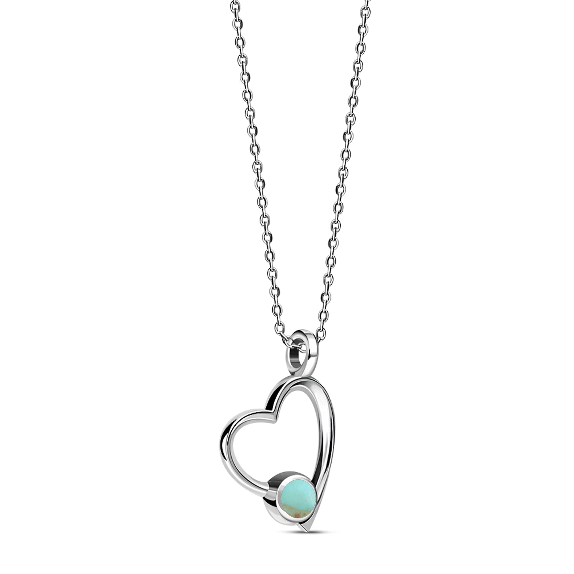 Sterling Silver Turquoise Offset Heart Pendant