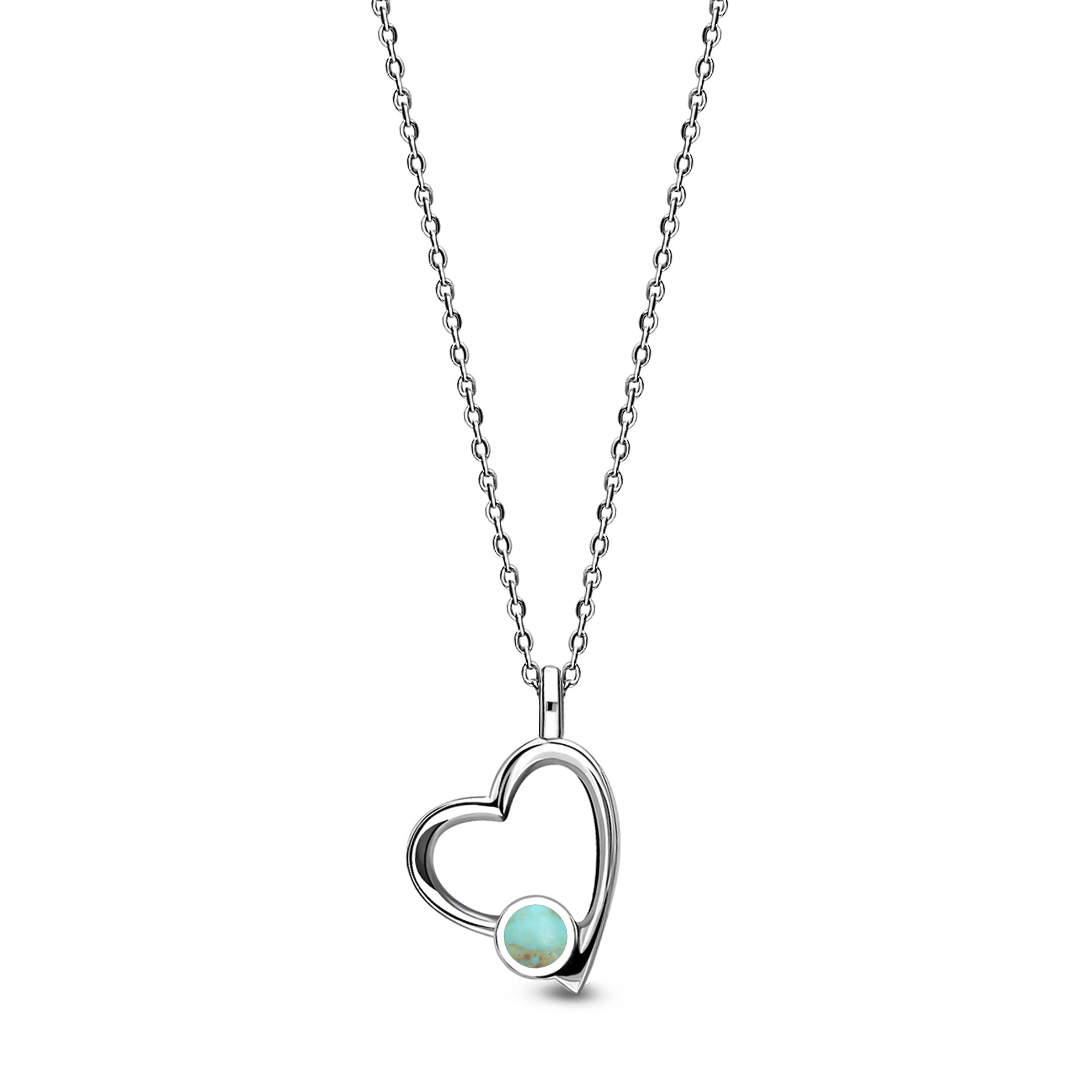 Sterling Silver Turquoise Offset Heart Pendant