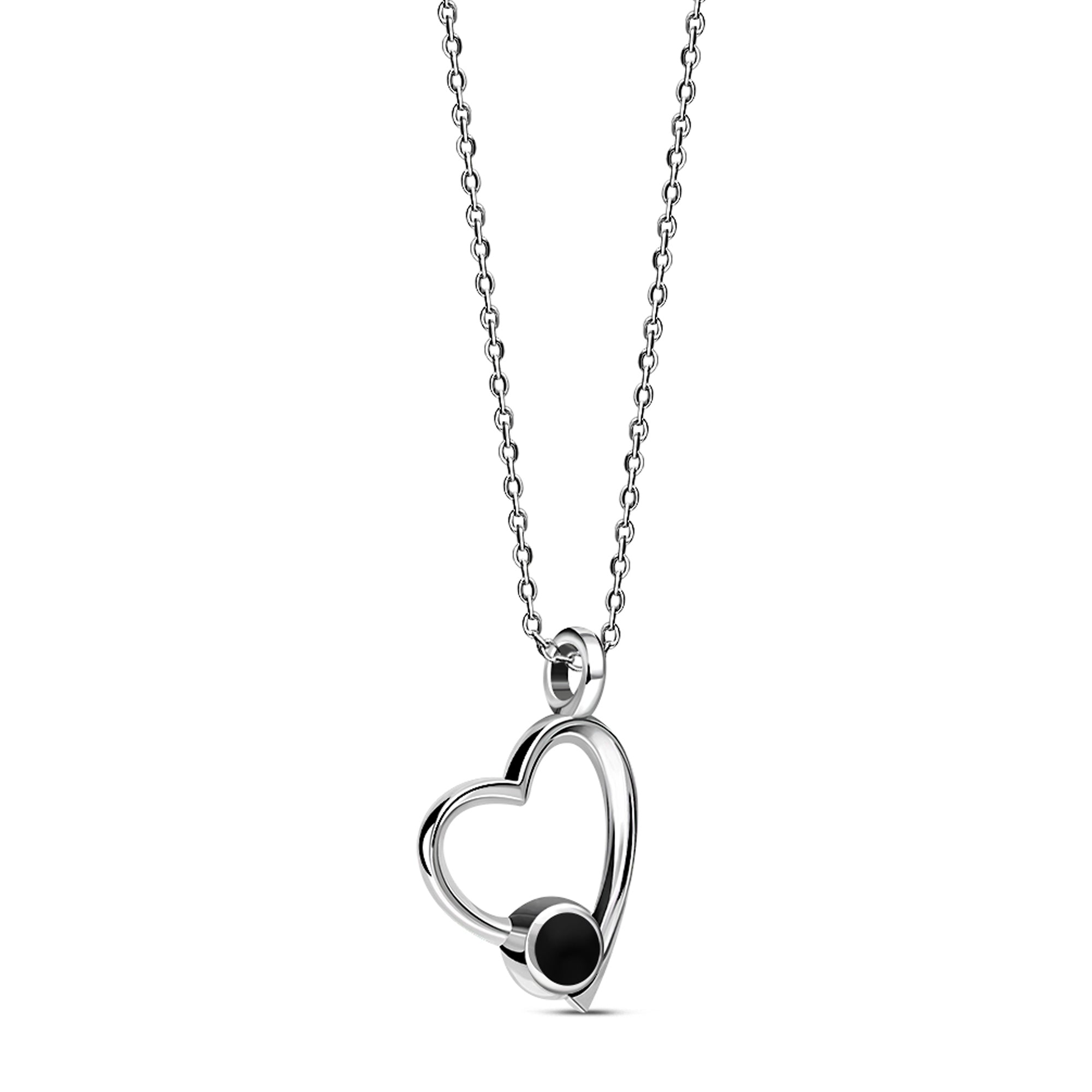 Sterling Silver Whitby Jet Offset Heart Pendant