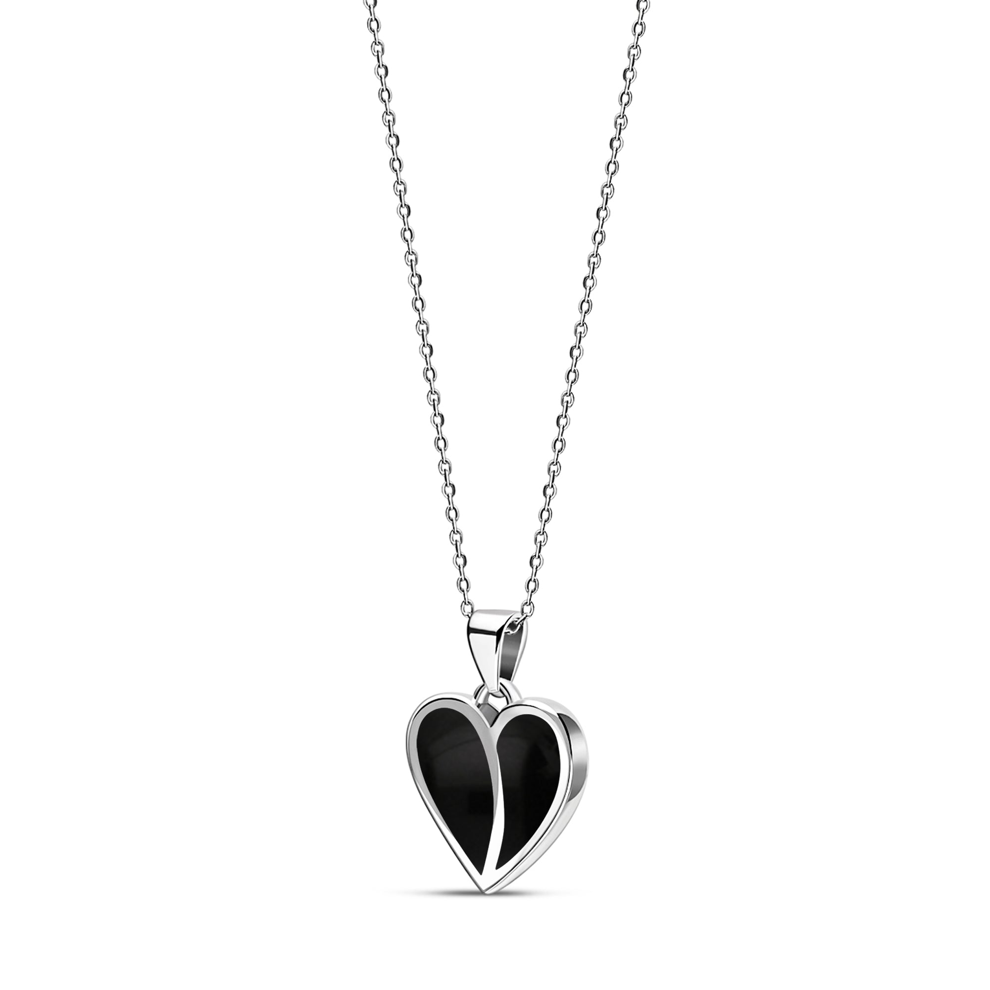 Sterling Silver Whitby Jet Split Heart Pendant