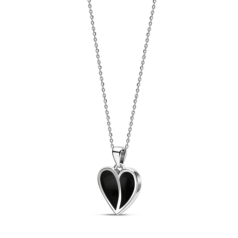 Sterling Silver Whitby Jet Split Heart Pendant