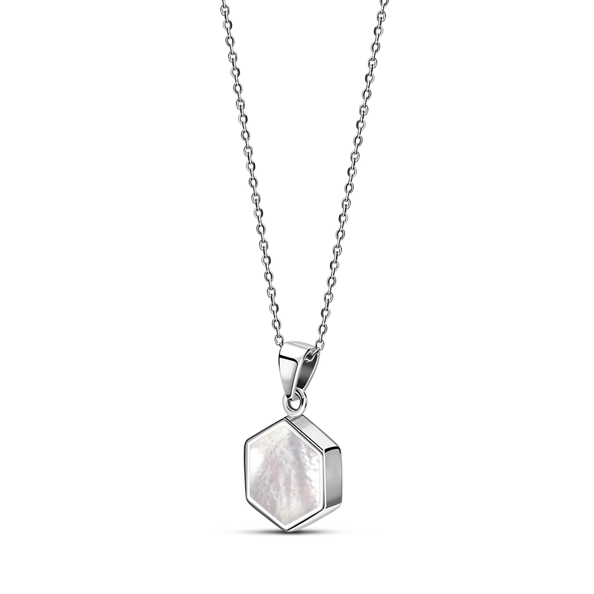 Sterling Silver Mother of Pearl Hexagon Pendant