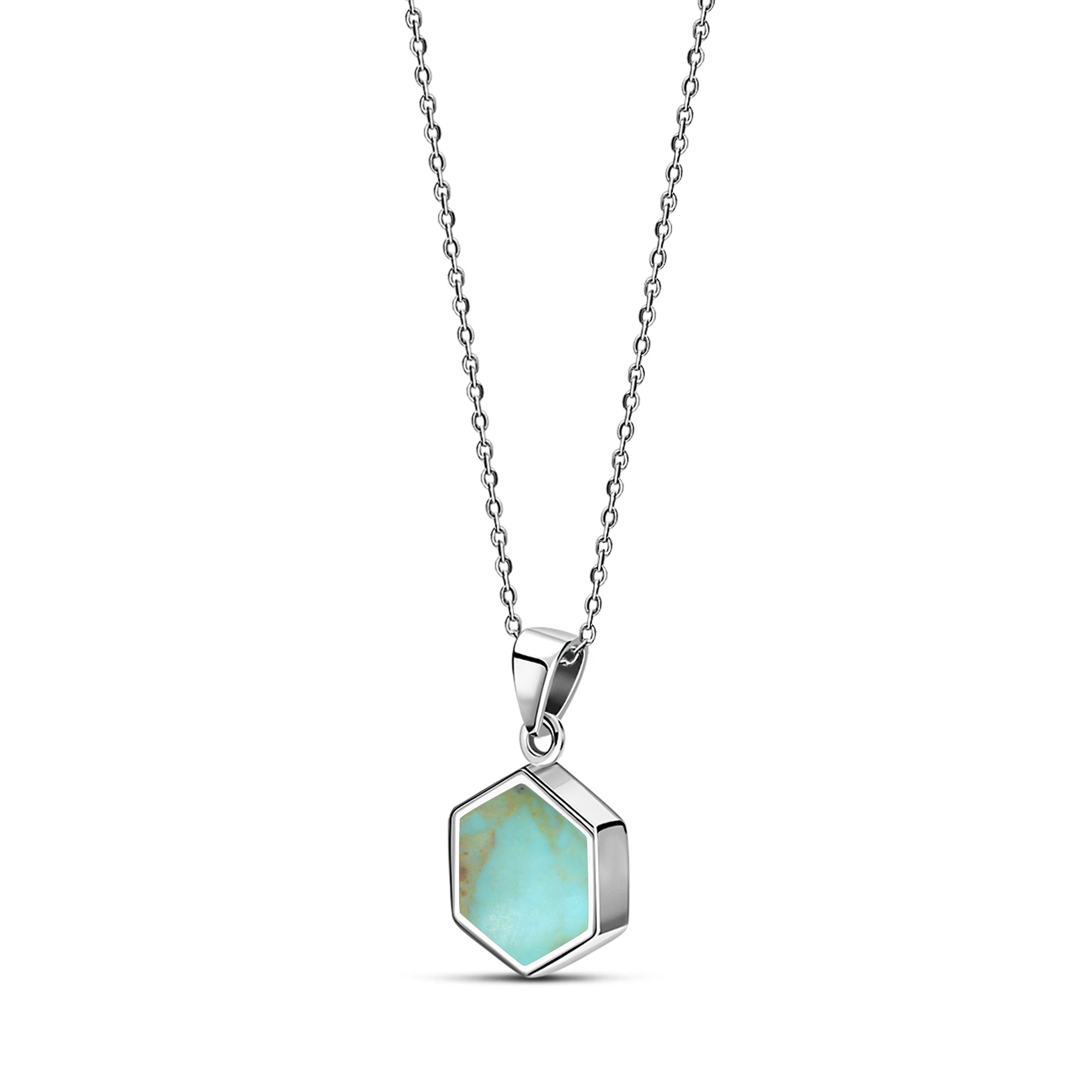 Sterling Silver Turquoise Hexagon Pendant