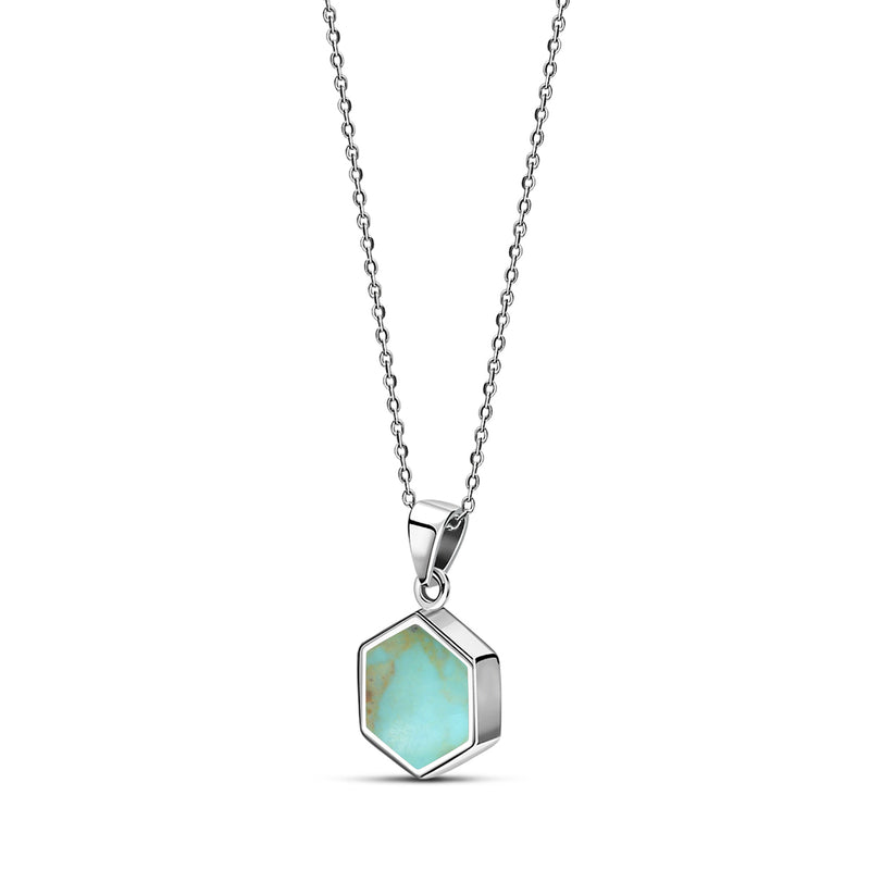 Sterling Silver Turquoise Hexagon Pendant
