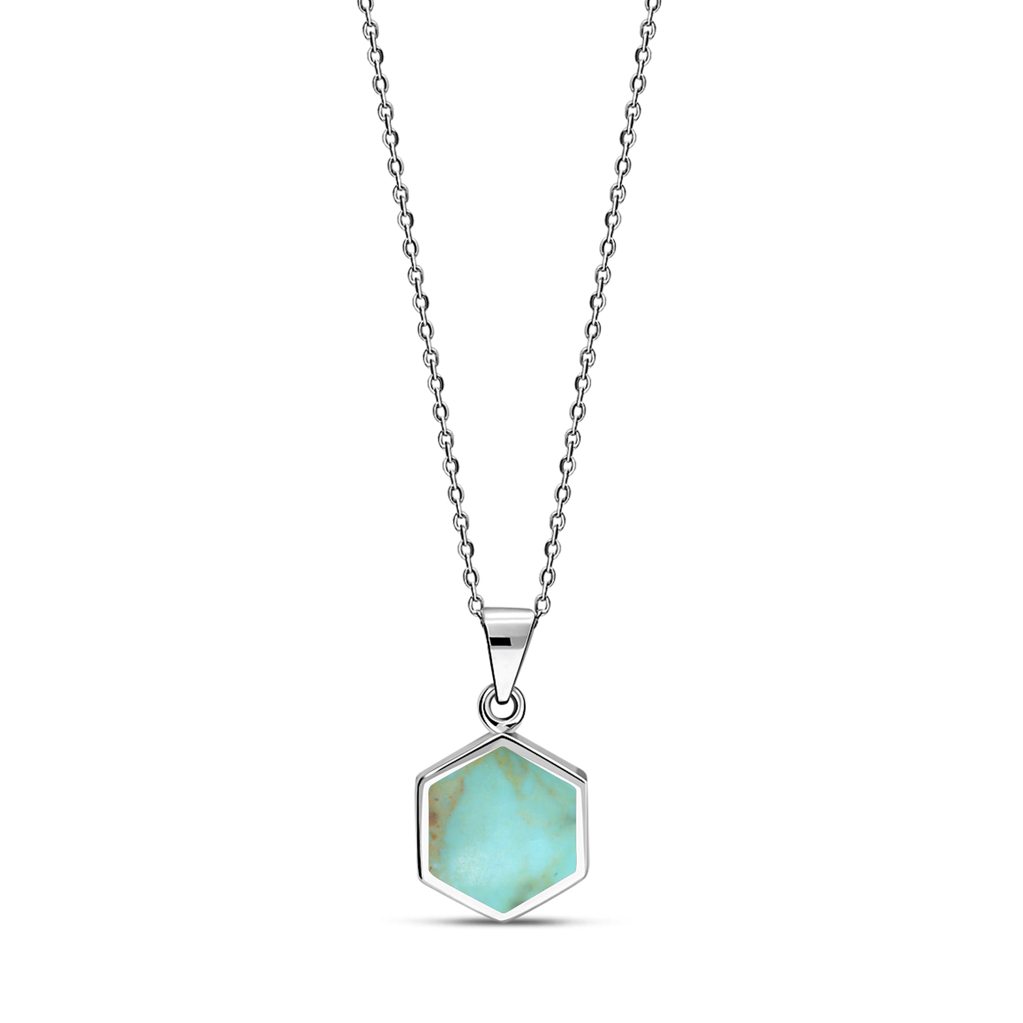 Sterling Silver Turquoise Hexagon Pendant