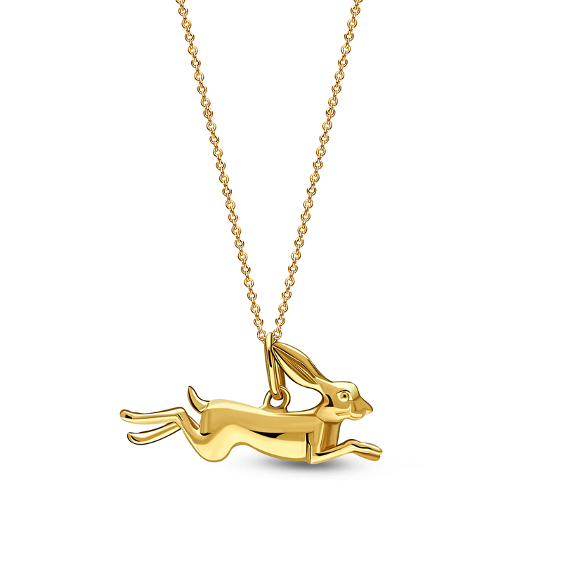 Gold Vermeil Leaping Hare Pendant
