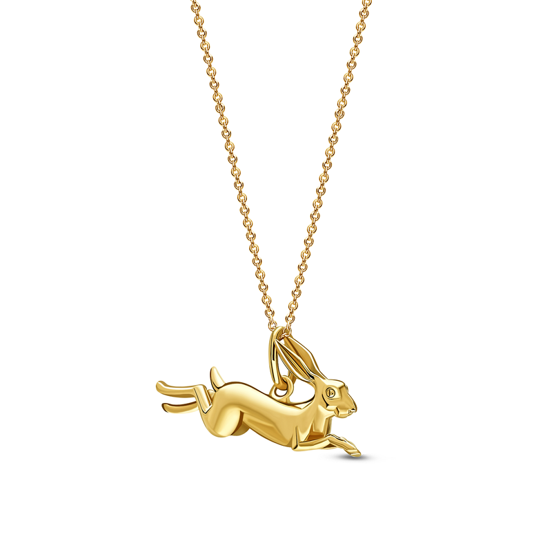 Gold Vermeil Leaping Hare Pendant