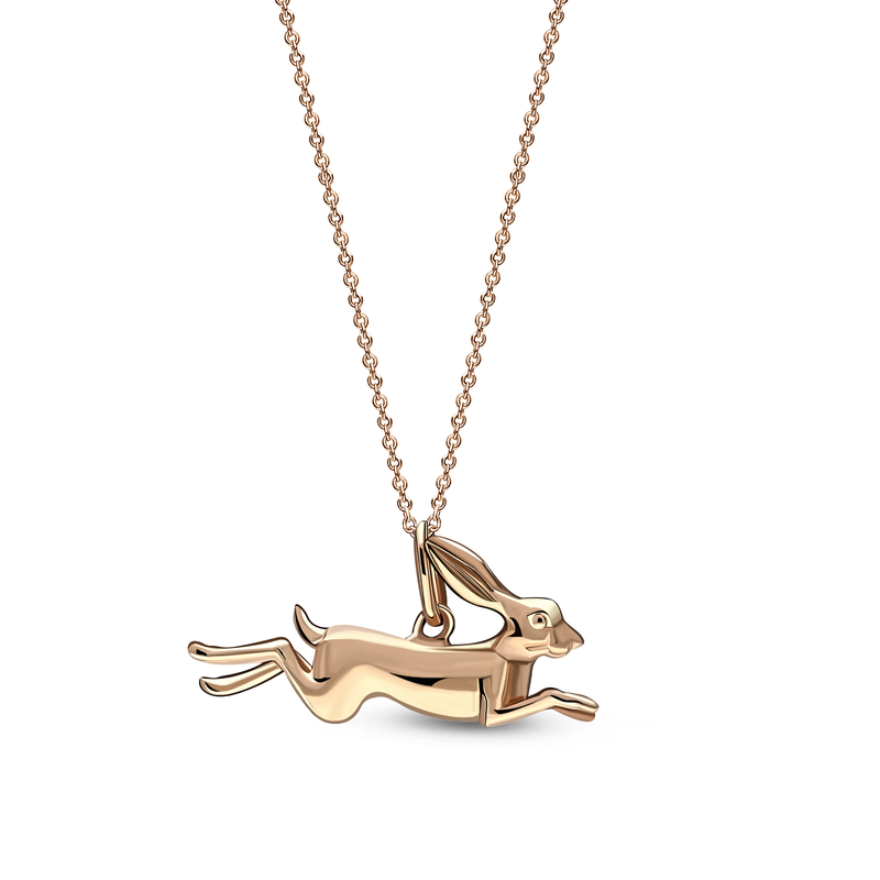 Rose Gold Vemeil Leaping Hare Pendant
