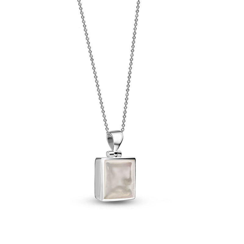 Sterling Silver Mother of Pearl Large Square Pendant