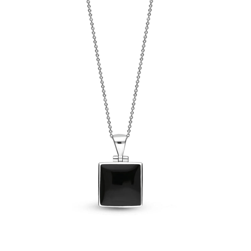 Sterling Silver Whitby Jet Large Square Pendant