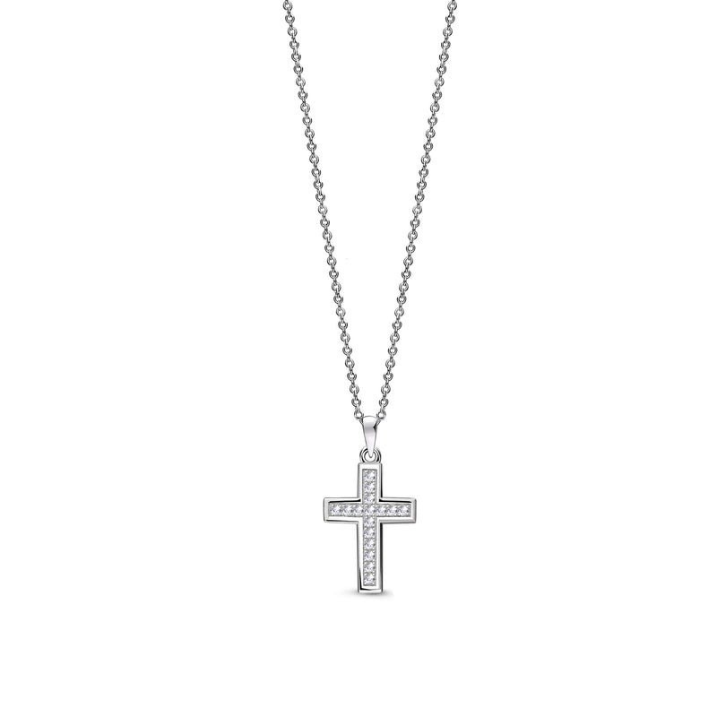 Sterling Silver Small CZ Cross Pendant