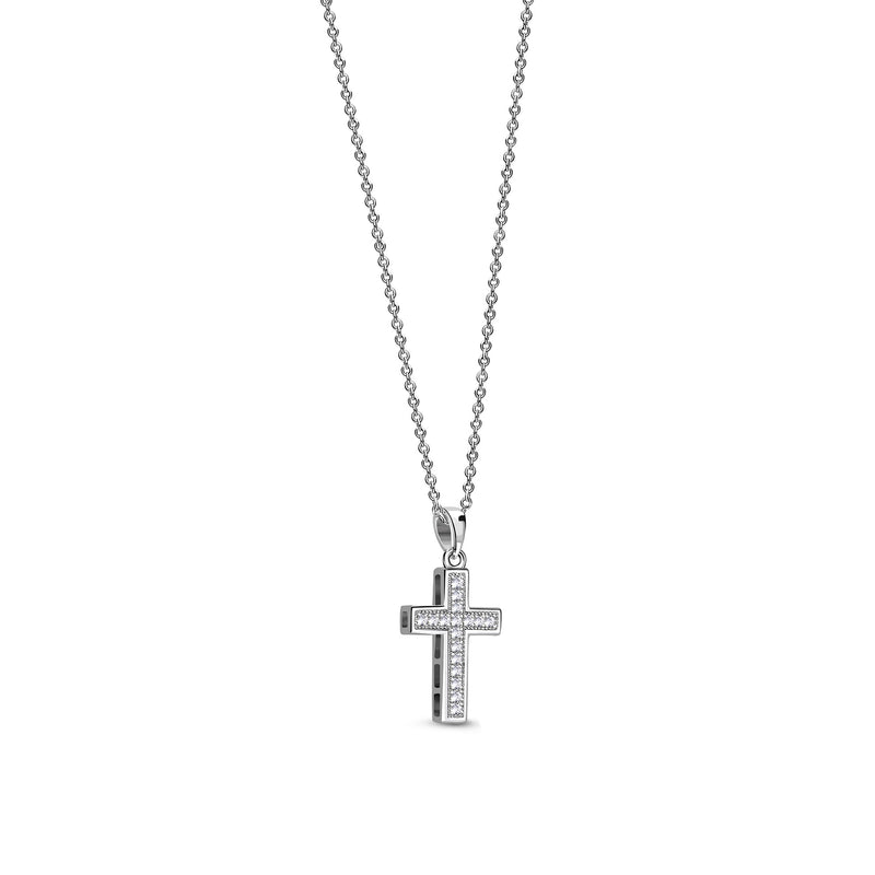Sterling Silver Small CZ Cross Pendant