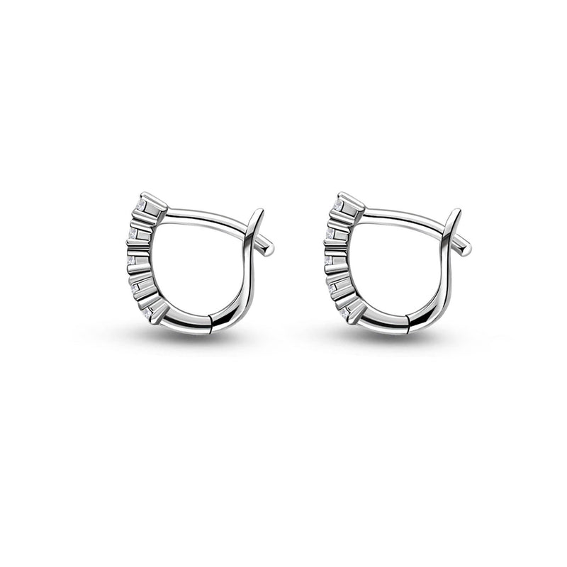 Sterling Silver Small CZ Row Hinged Stud Earrings