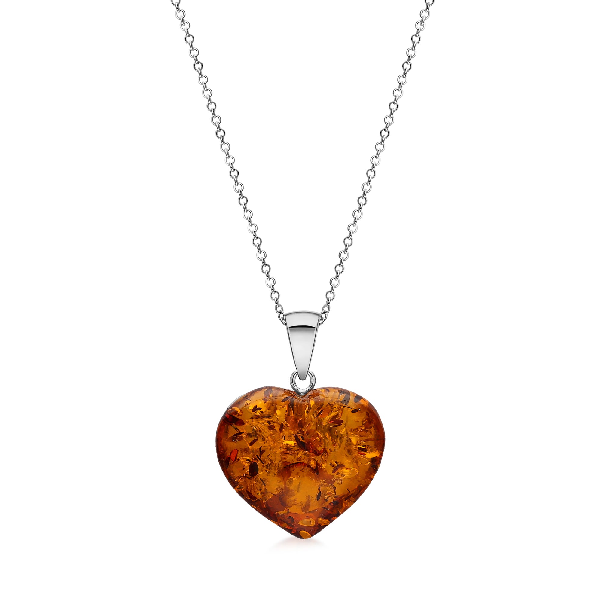 Amber Free Form Curved Heart Pendant